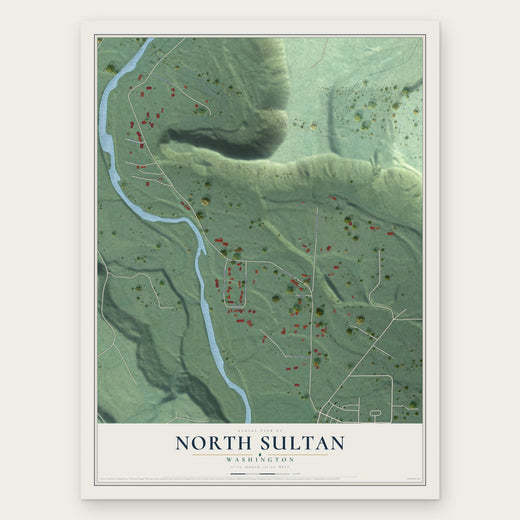 North Sultan, Washington map print, the full design