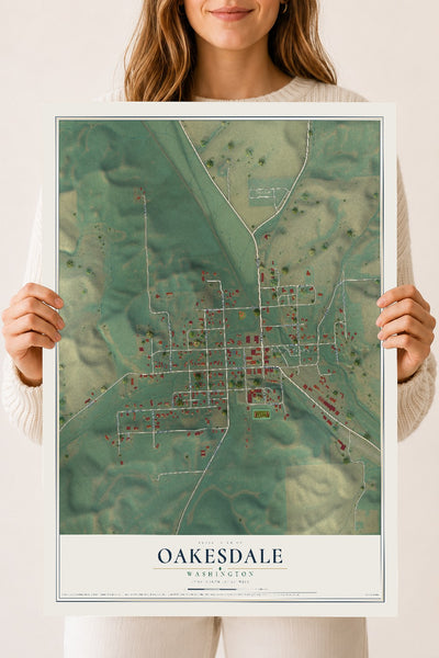 Map of Oakesdale, Washington, 18 x 24 inch unframed archival matte print