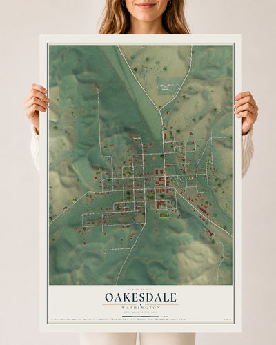 Map of Oakesdale, Washington, 24 x 36 inch unframed archival matte print
