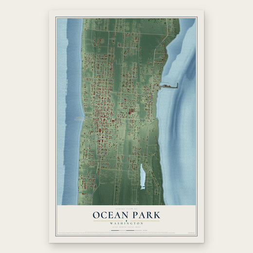 Ocean Park, Washington map print, the full design