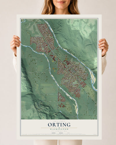 Map of Orting, Washington, 24 x 36 inch unframed archival matte print