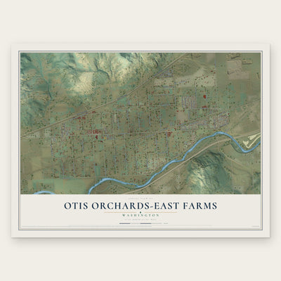 Otis Orchards-East Farms, Washington map print, the full design