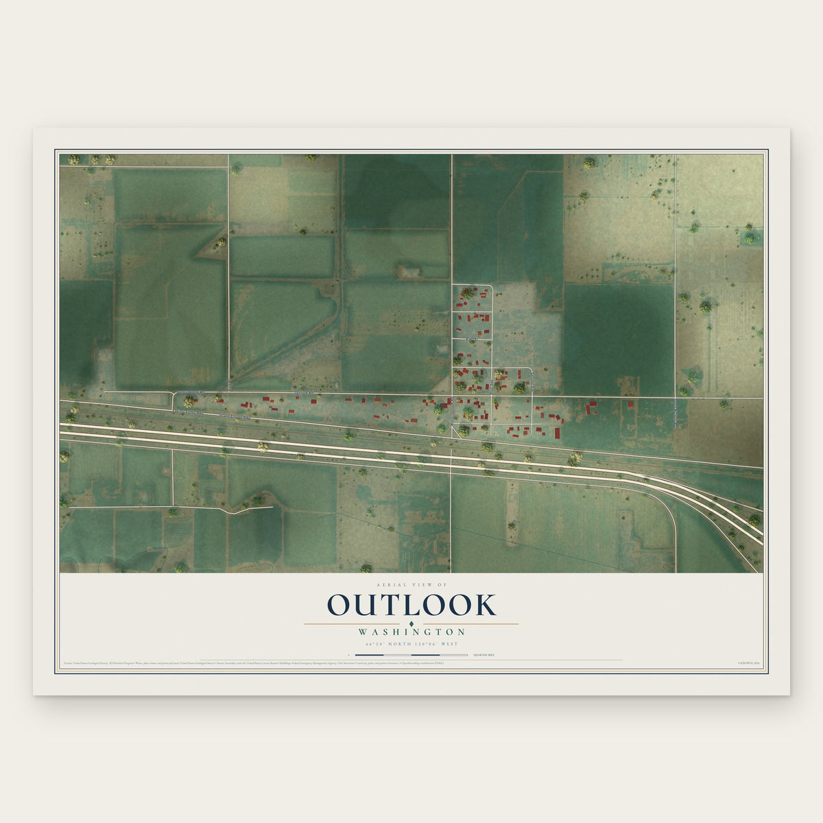 Outlook, Washington map print, the full design