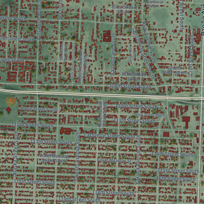 Close-up of the map of Parkland, Washington print showing street and building detail