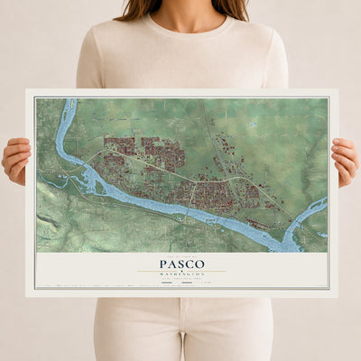 Map of Pasco, Washington, 12 x 18 inch unframed archival matte print
