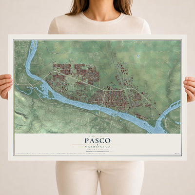 Map of Pasco, Washington, 18 x 24 inch unframed archival matte print