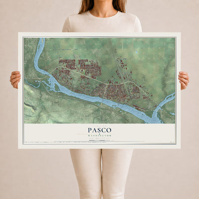 Map of Pasco, Washington, 24 x 36 inch unframed archival matte print