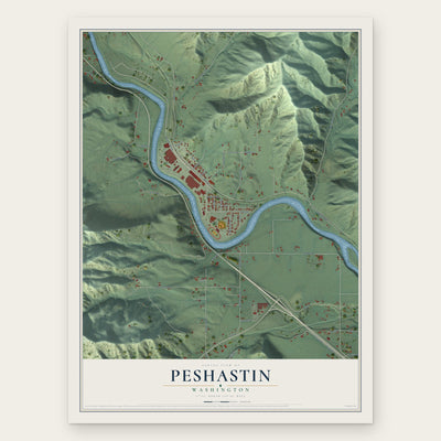 Peshastin, Washington map print, the full design