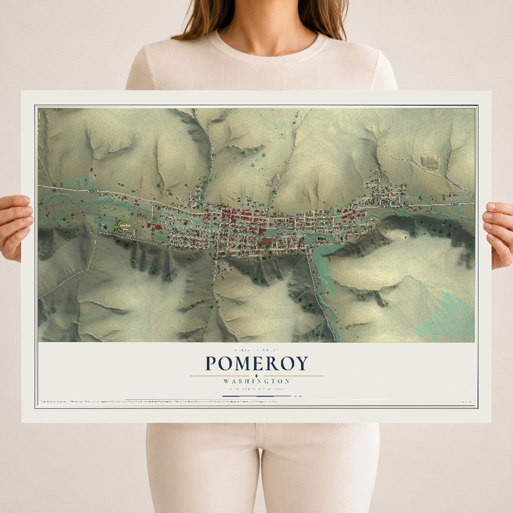 Map of Pomeroy, Washington, 18 x 24 inch unframed archival matte print