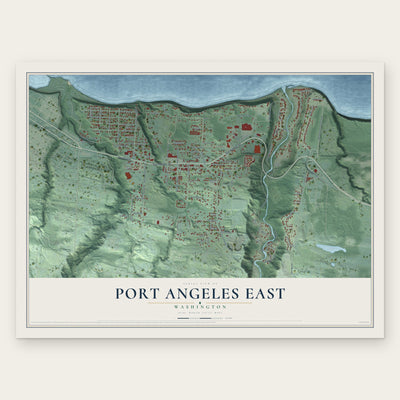 Port Angeles East, Washington map print, the full design