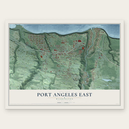 Port Angeles East, Washington map print, the full design