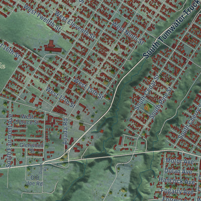 Second close-up of the map of Port Angeles, Washington print showing more streets and buildings