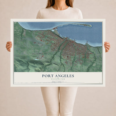 Map of Port Angeles, Washington, 24 x 36 inch unframed archival matte print