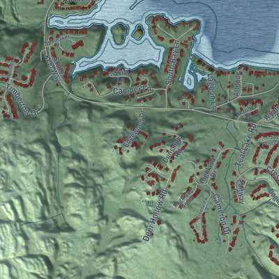 Close-up of the map of Port Ludlow, Washington print showing street and building detail