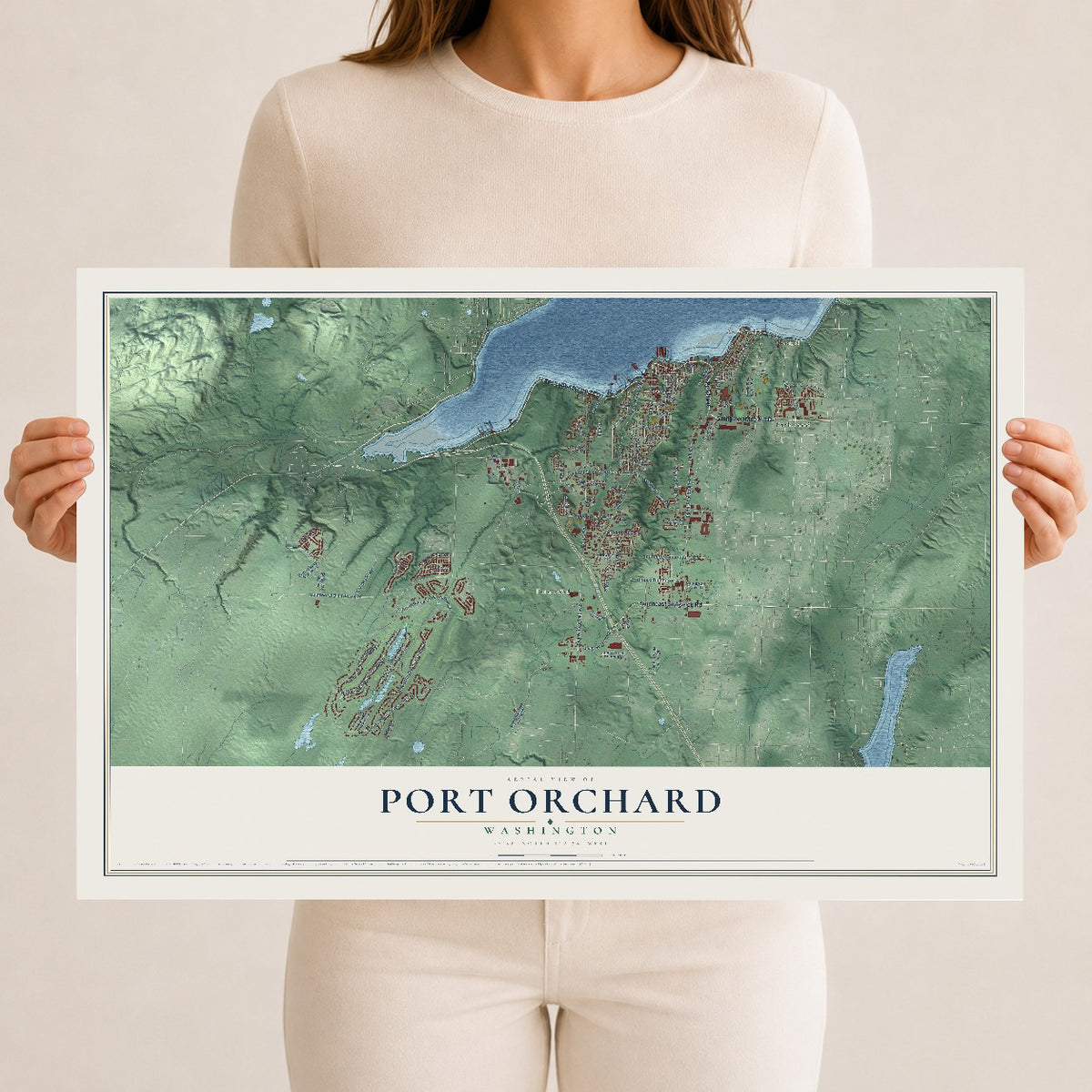 Map of Port Orchard, Washington, 12 x 18 inch unframed archival matte print