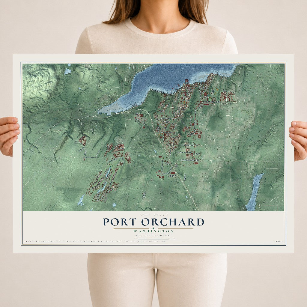 Map of Port Orchard, Washington, 18 x 24 inch unframed archival matte print