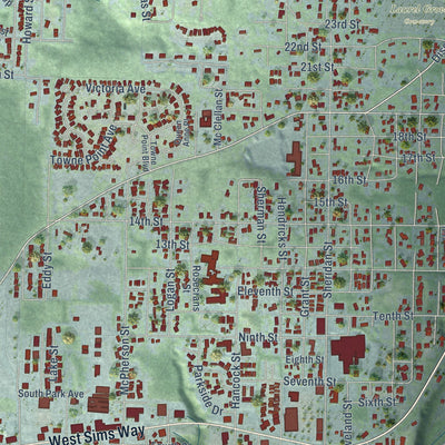 Close-up of the map of Port Townsend, Washington print showing street and building detail