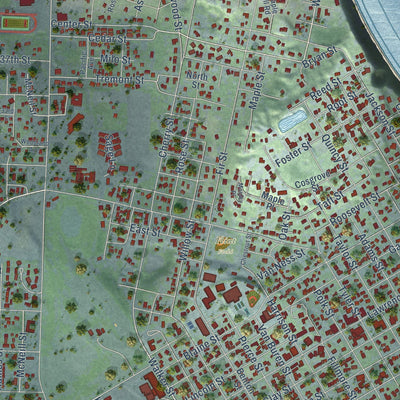 Second close-up of the map of Port Townsend, Washington print showing more streets and buildings
