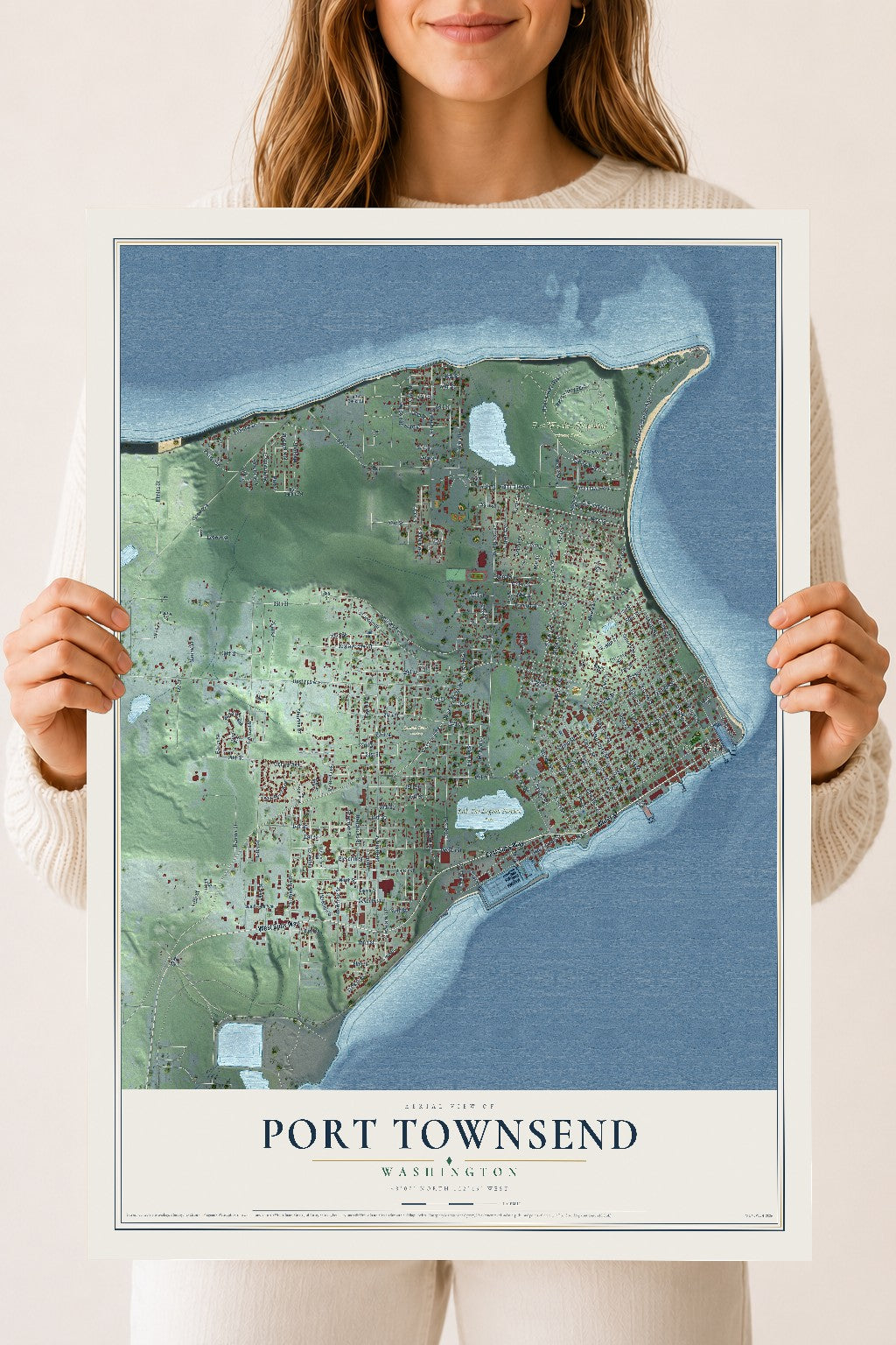 Map of Port Townsend, Washington, 18 x 24 inch unframed archival matte print
