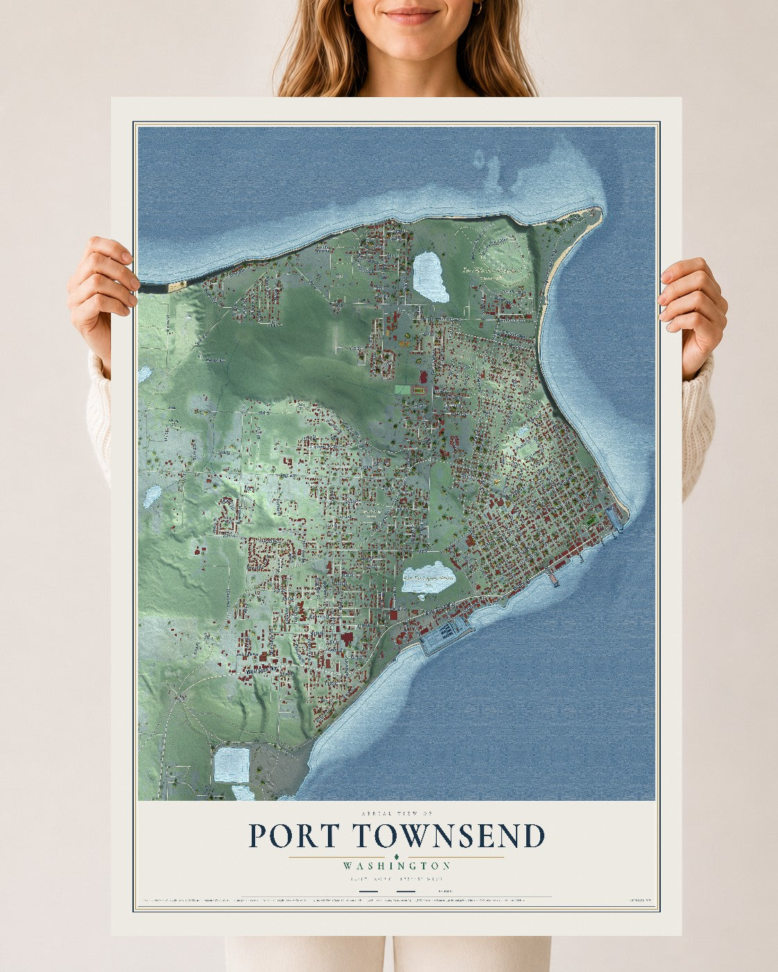 Map of Port Townsend, Washington, 24 x 36 inch unframed archival matte print