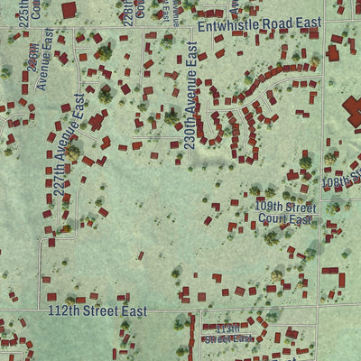 Close-up of the map of Prairie Heights, Washington print showing street and building detail