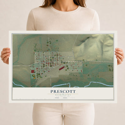 Map of Prescott, Washington, 12 x 18 inch unframed archival matte print