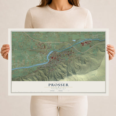Map of Prosser, Washington, 12 x 18 inch unframed archival matte print