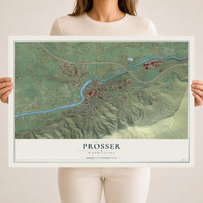 Map of Prosser, Washington, 18 x 24 inch unframed archival matte print