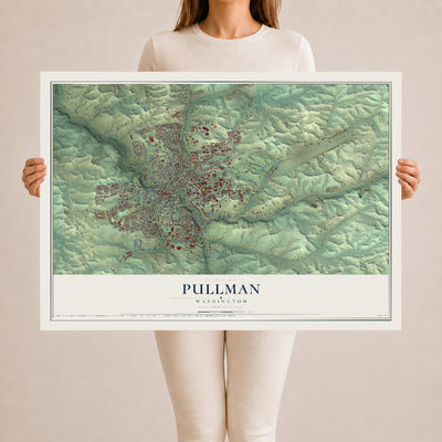 Map of Pullman, Washington, 24 x 36 inch unframed archival matte print