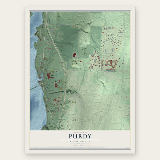 Purdy, Washington map print, the full design