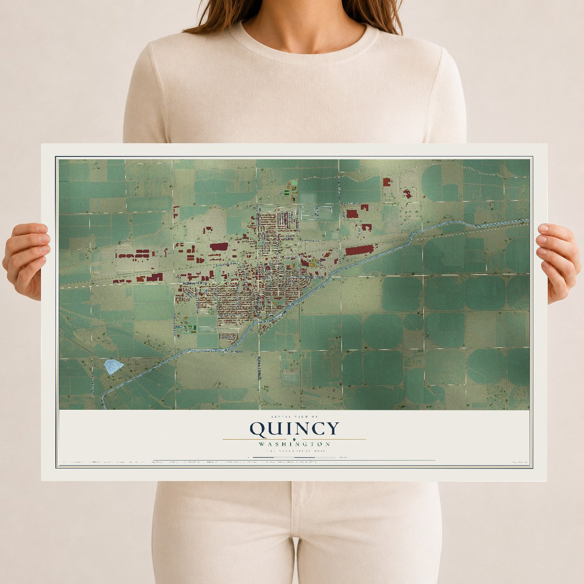 Map of Quincy, Washington, 12 x 18 inch unframed archival matte print