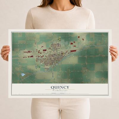 Map of Quincy, Washington, 12 x 18 inch unframed archival matte print