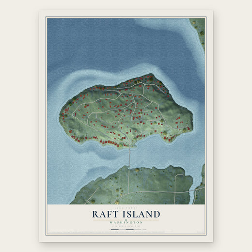 Raft Island, Washington map print, the full design