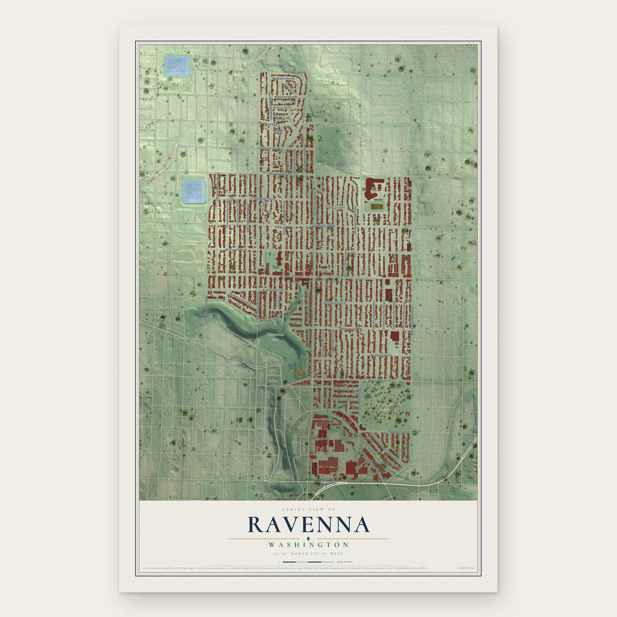 Ravenna, Washington map print, the full design