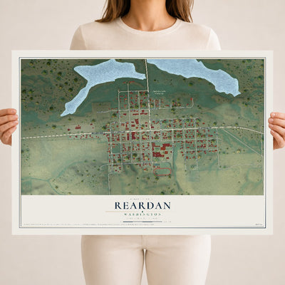 Map of Reardan, Washington, 18 x 24 inch unframed archival matte print
