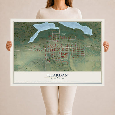 Map of Reardan, Washington, 24 x 36 inch unframed archival matte print