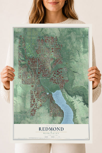 Map of Redmond, Washington, 18 x 24 inch unframed archival matte print