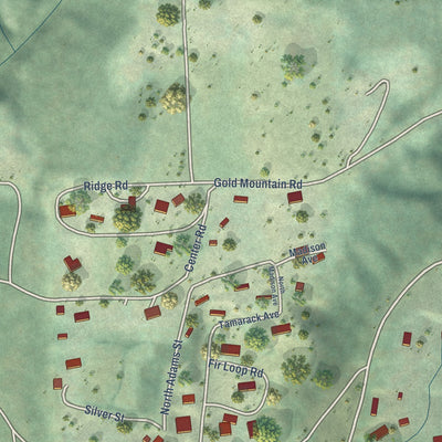 Second close-up of the map of Republic, Washington print showing more streets and buildings