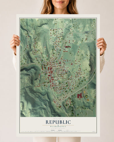 Map of Republic, Washington, 24 x 36 inch unframed archival matte print