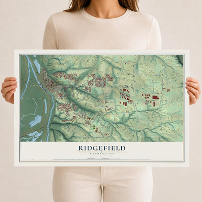Map of Ridgefield, Washington, 12 x 18 inch unframed archival matte print