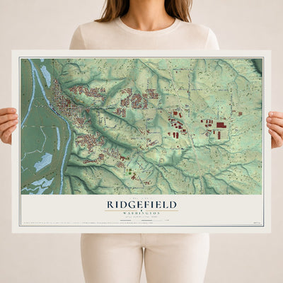 Map of Ridgefield, Washington, 18 x 24 inch unframed archival matte print
