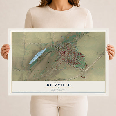 Map of Ritzville, Washington, 12 x 18 inch unframed archival matte print