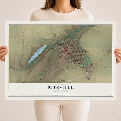 Map of Ritzville, Washington, 18 x 24 inch unframed archival matte print