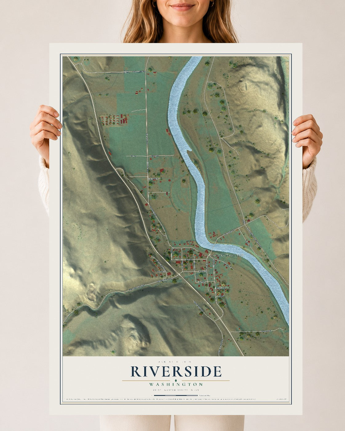 Map of Riverside, Washington, 24 x 36 inch unframed archival matte print