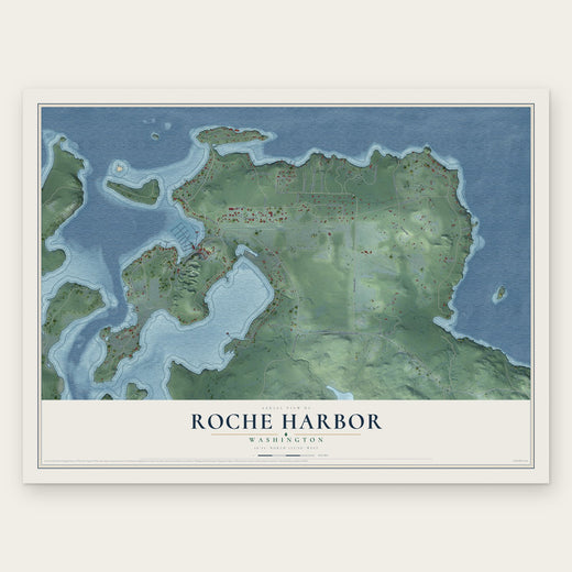Roche Harbor, Washington map print, the full design