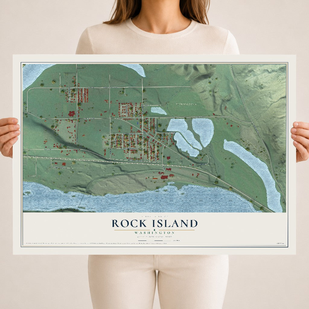 Map of Rock Island, Washington, 18 x 24 inch unframed archival matte print