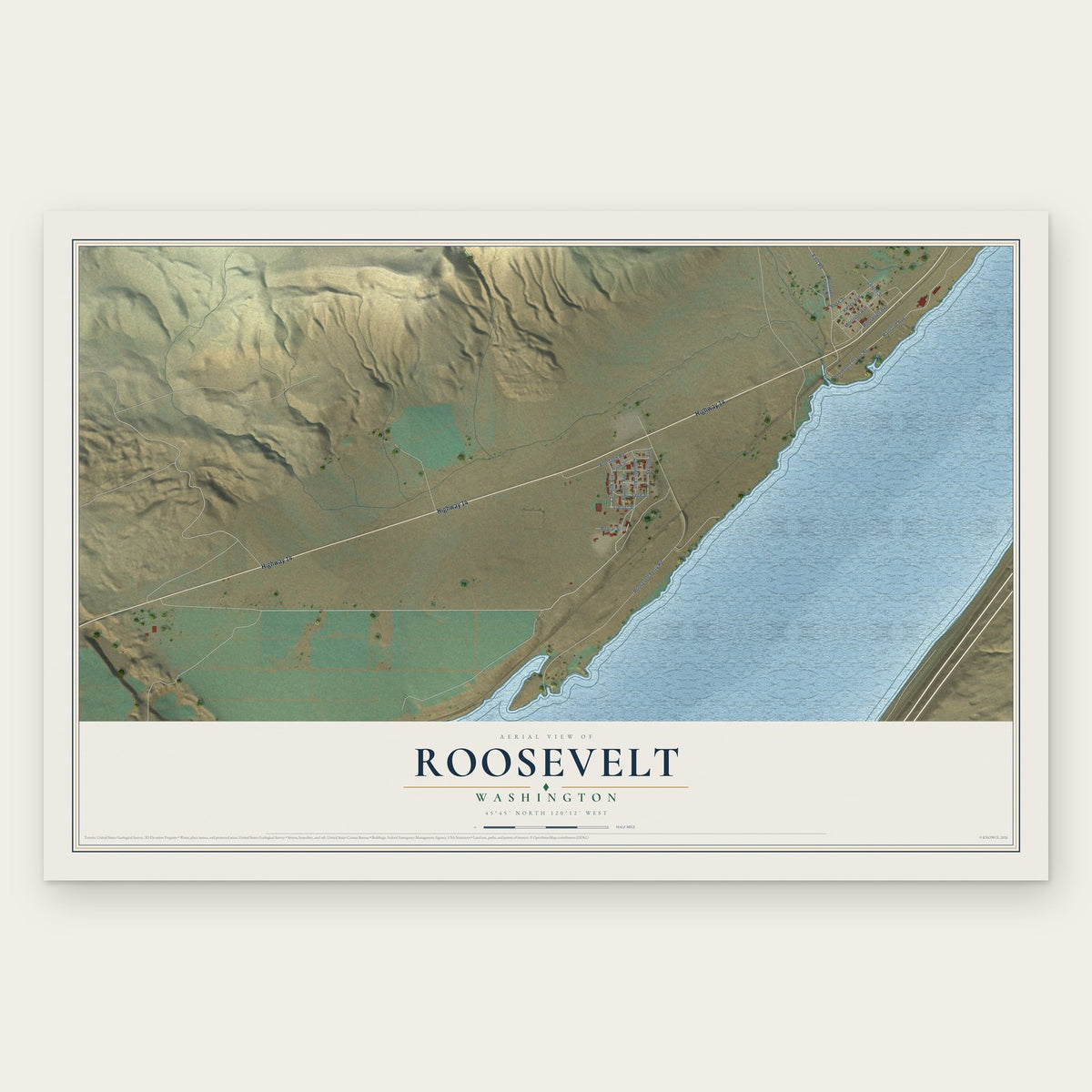 Roosevelt, Washington map print, the full design