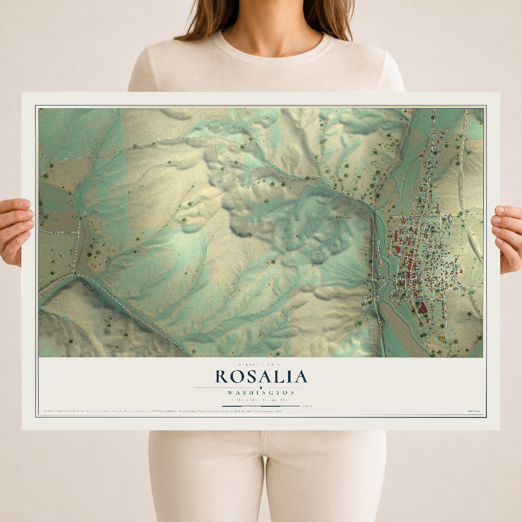 Map of Rosalia, Washington, 18 x 24 inch unframed archival matte print