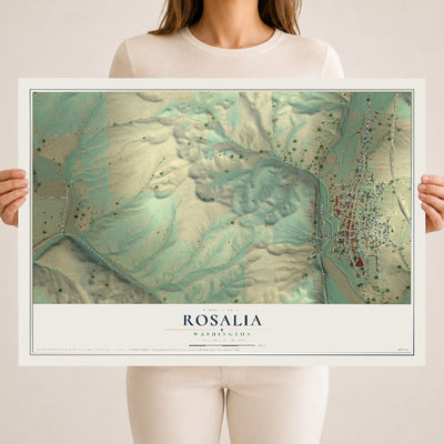 Map of Rosalia, Washington, 18 x 24 inch unframed archival matte print