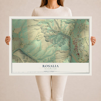 Map of Rosalia, Washington, 24 x 36 inch unframed archival matte print